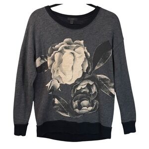 J.Crew‎ Sweatshirt Pullover Top XXS Gray Floral Graphic Crewneck Comfy Casual